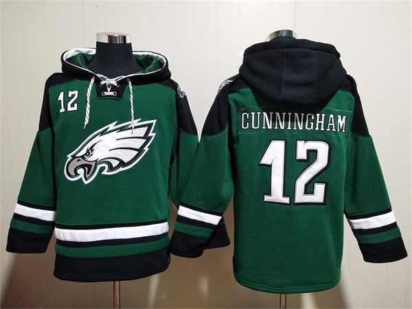 Men's Philadelphia Eagles #12 Randall Cunningham Green Lace-Up Pullover Hoodie,We sell and wholesale Men's Philadelphia Eagles #12 Randall Cunningham Green Lace-Up Pullover Hoodie on line form chian!